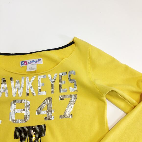 E5 College Classics University of Iowa Hawkeyes Sequin Top Sweatshirt Bling Sz M - Picture 3 of 6